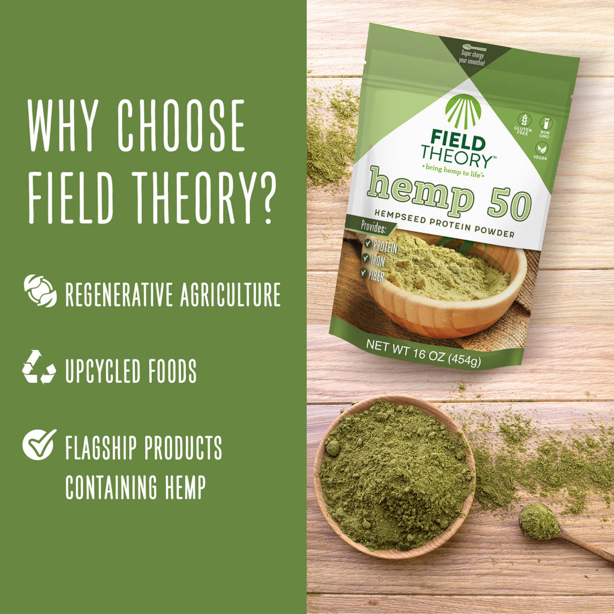 Field Theory™ Hemp 50 Protein Powder 16 oz Field Theory Hemp